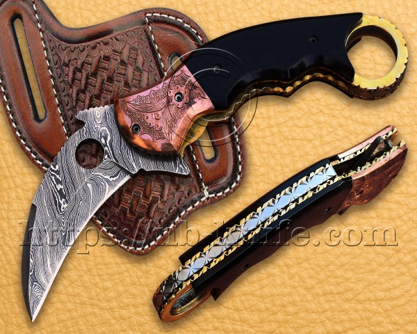 Handmade Damascus Steel Hunting and Survival Pocket Folding Knife NB800FK