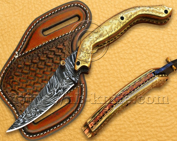 Handmade Damascus Steel Hunting and Survival Pocket Folding Knife NB806FK