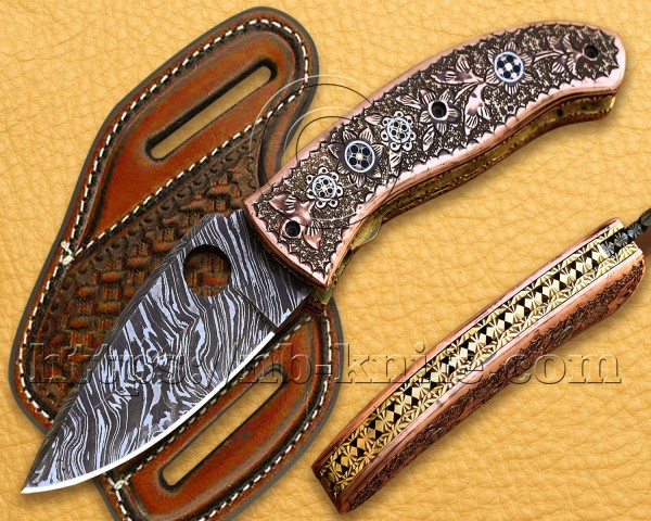 Handmade Damascus Steel Hunting and Survival Pocket Folding Knife NB808FK