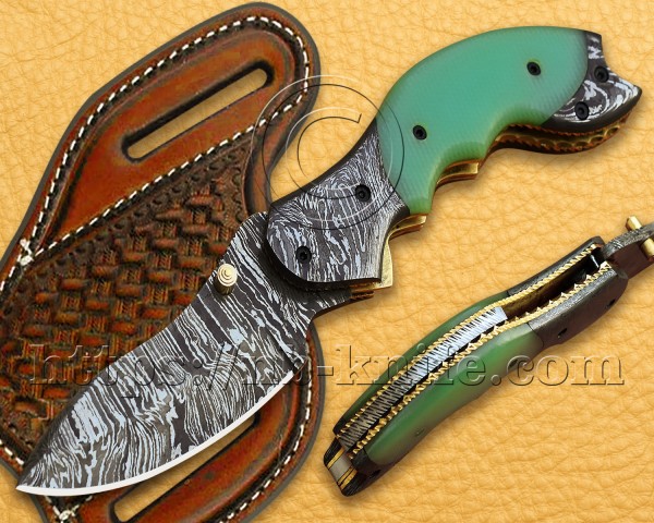 Handmade Damascus Steel Hunting and Survival Pocket Folding Knife NB812FK