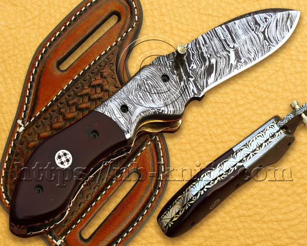 Handmade Damascus Steel Hunting and Survival Pocket Folding Knife NB815FK