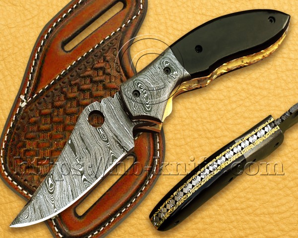 Handmade Damascus Steel Hunting and Survival Pocket Folding Knife NB816FK