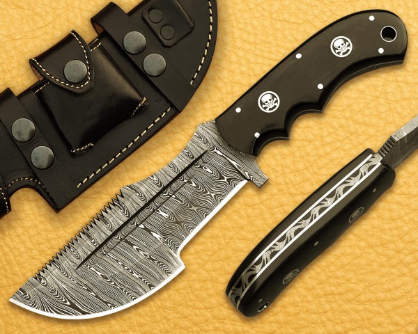 Handmade Tom Brown Damascus Steel Hunting and Survival Tracker Knife NB712HK