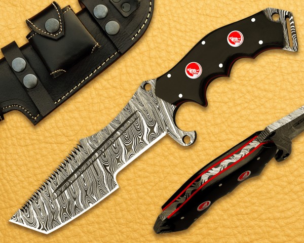 Handmade Tom Brown Damascus Steel Hunting and Survival Tracker Tanto Knife NB717HK
