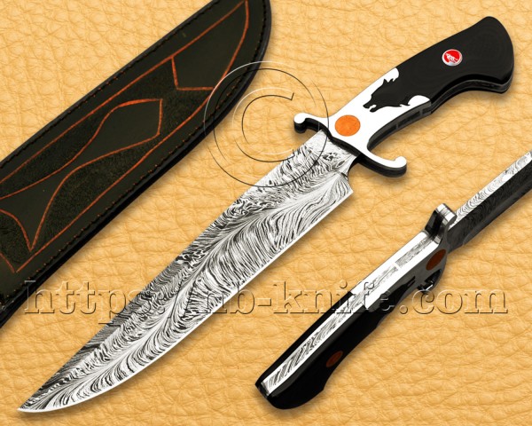 Handmade Damascus Steel Hunting and Survival Keyhole Knife NB719HK