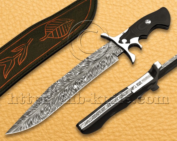 Handmade Damascus Steel Hunting and Survival Keyhole Knife NB720HK